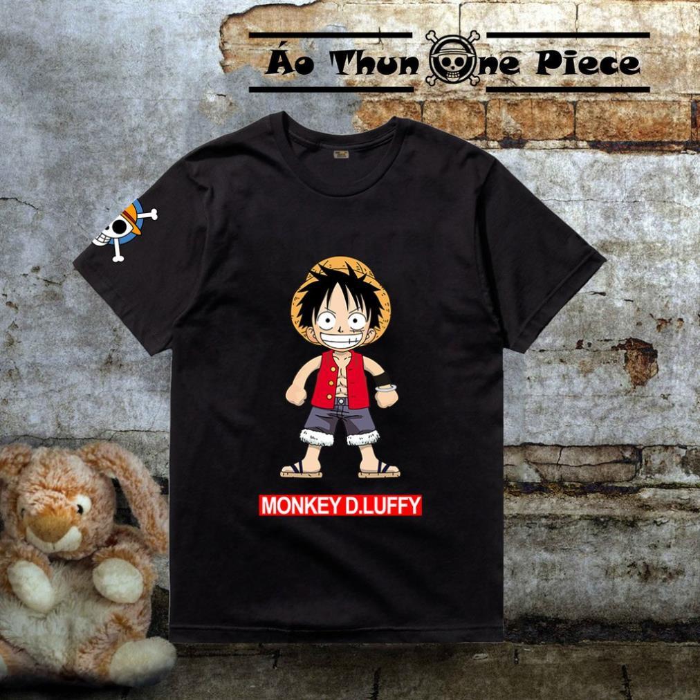 ️FREESHIP️Áo Thun In Hình D. Monkey Luffy Chibi 2 Mẫu Trắng Đen Kèm Logo Cực Đẹp, Cực Chất - Áo Thun One Piece