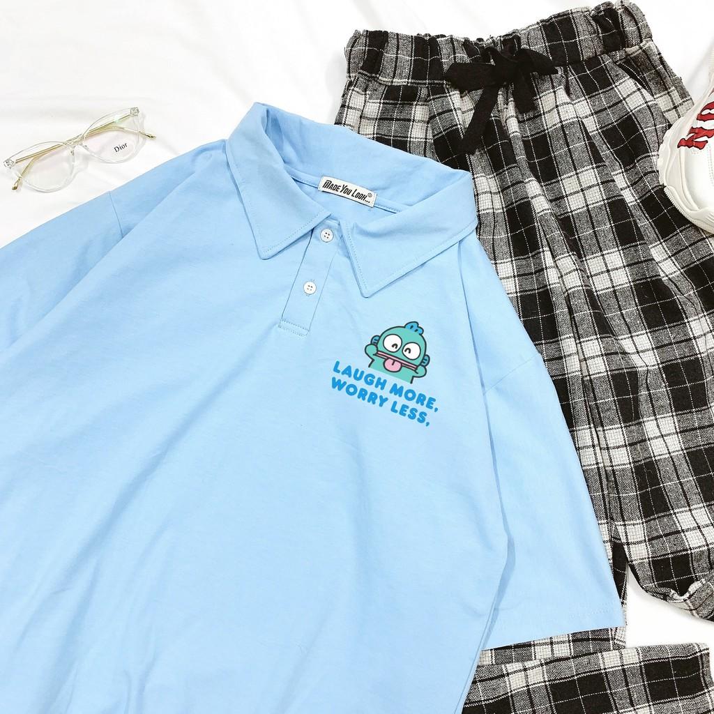Polo Áo Thun Có Cổ Tay Lỡ Unisex Bạch Tuộc LAUGH MORE