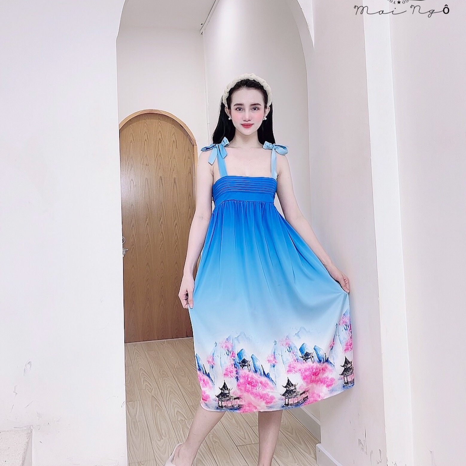 Váy Ngủ, Đầm Ngủ Dáng Xòe Chất Cotton Hoạ Tiết Hoạt Hình Dễ Thương
