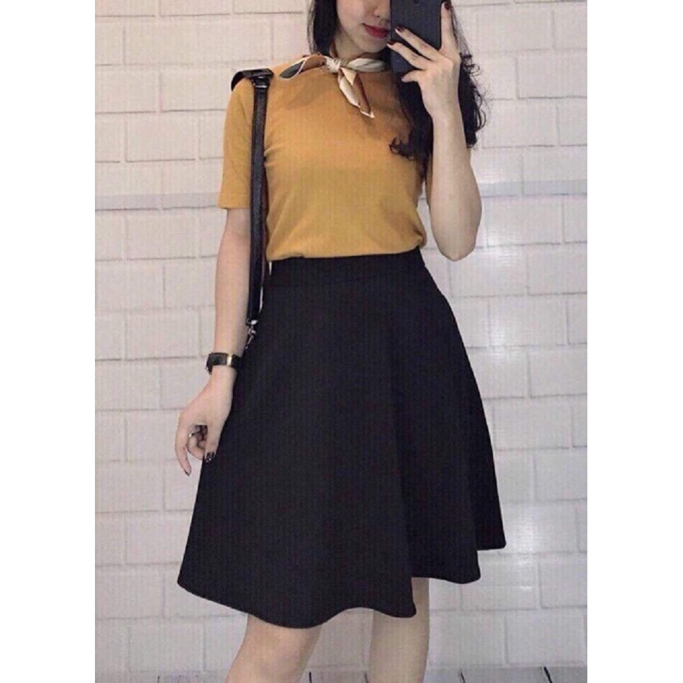Chân váy xòe đầu gối cho dáng đẹp xinh