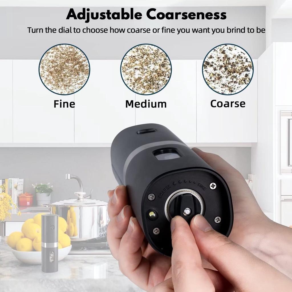 Máy Xay Tiêu Điện Tử Tự Động Một Tay Cầm Có Đèn LED Điều Chỉnh Được Hàng nhập khẩu