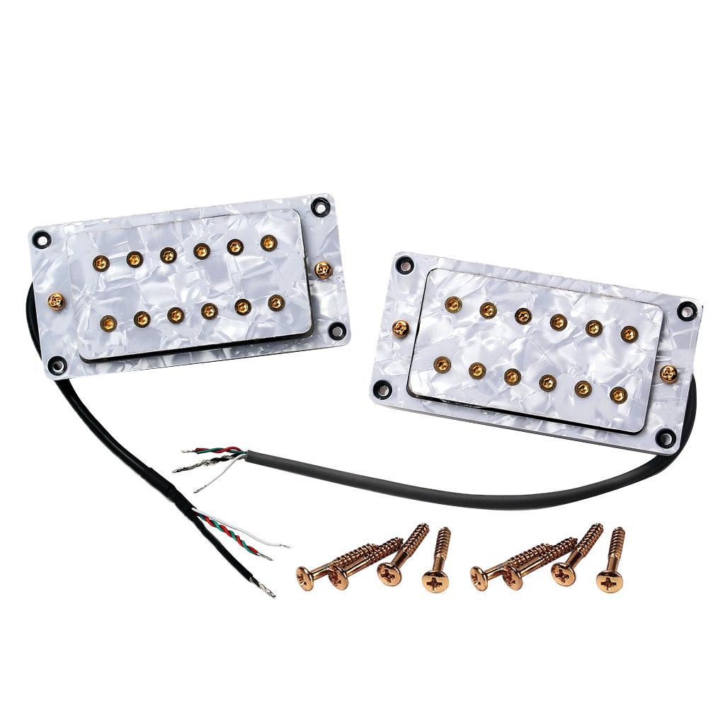 Height Adjustable Double Coil Neck Bridge Pickup for Electric Guitar White