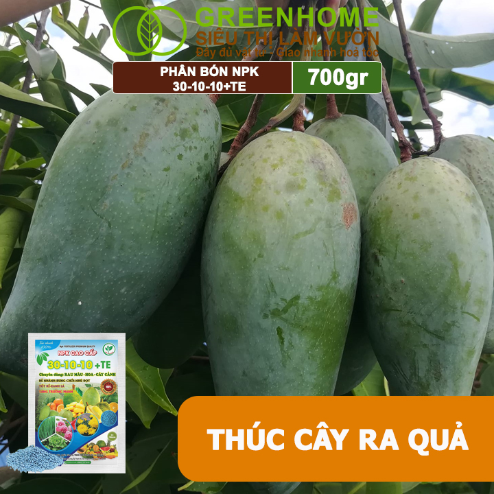 Phân Bón NPK 30-10-10+TE, Greenhome, Gói 700Gr, Giúp Cây Đẻ Nhánh, Bung Chồi, Nhú Đọt, Tốt Rễ