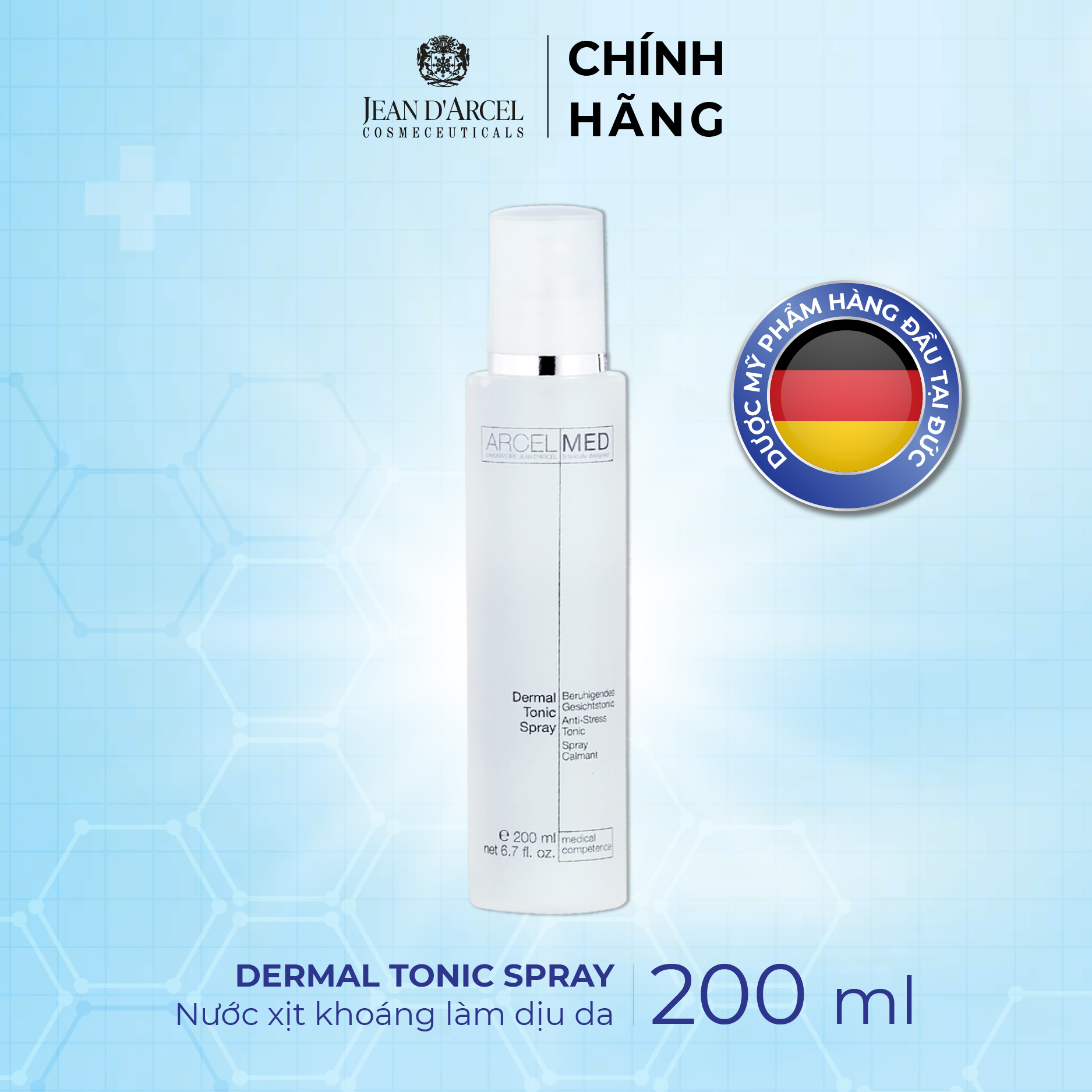 J46 Nước xịt khoáng làm dịu da Arcelmed - Dermal Tonic Spray 200ml - JDA