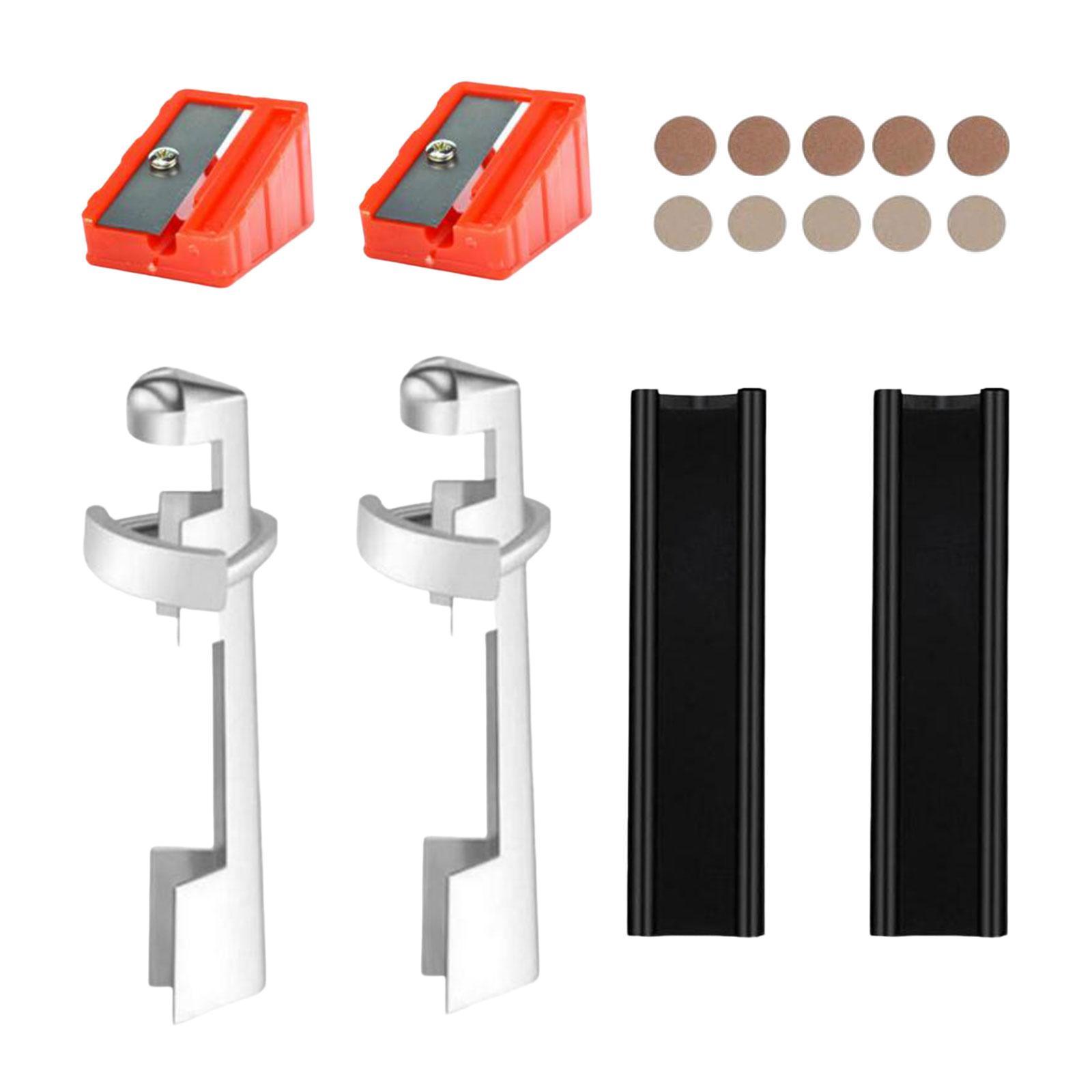 16pcs Pool Cue Repair Set: 2 Pool Cue Tip Clamp, 10 Billiard Cue Tips, 2 Shaping, 2 Planers