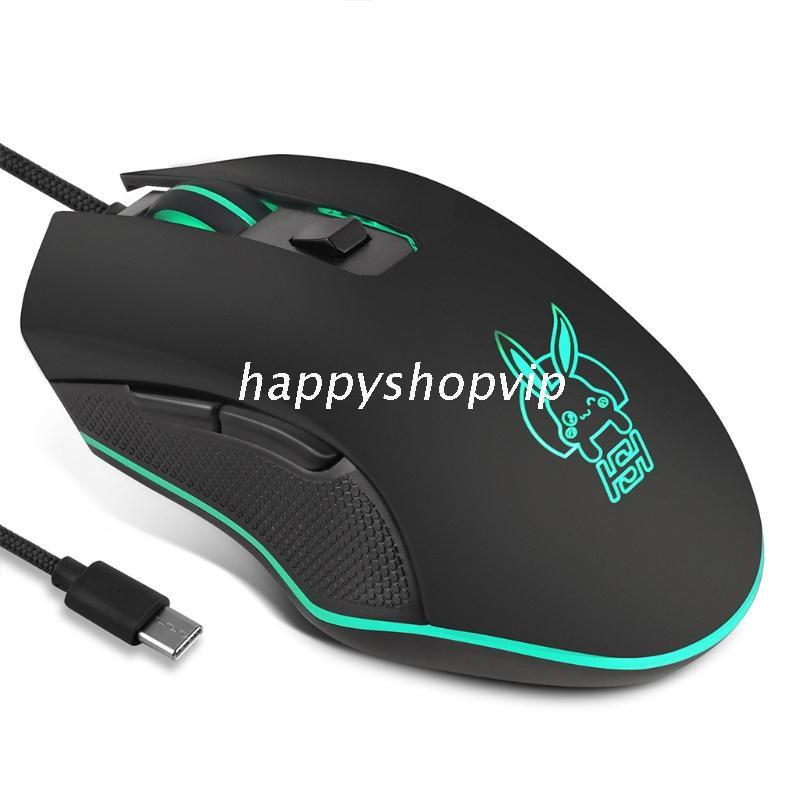 HSV Rabbit RGB Gaming Mouse Wired USB C Luminous Mouse for PC Computer Laptop  Mac