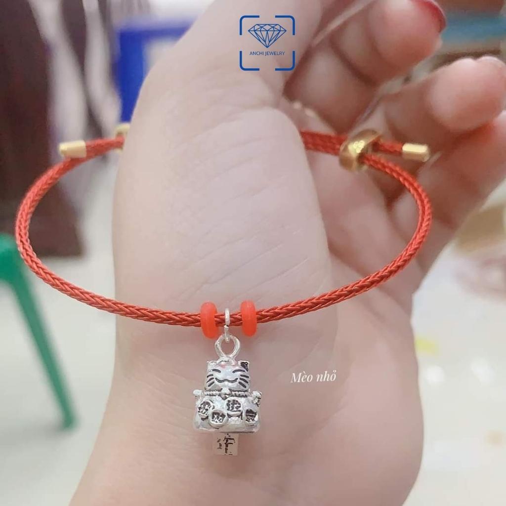 Vòng tay dây cáp/ cước/ thép size 2mm và 3mm khóa 8 xỏ charm, lu thống, cỏ 4 lá, đồng, điếu, đồng xu phong thủy đủ màu