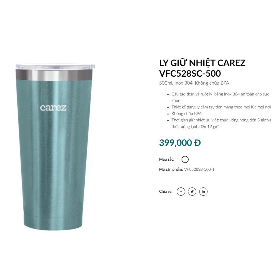 Ly giữ nhiệt cao cấp CAREZ VFC528SC-500ML , Inox 304, Không chứa BPA, Hàng chính hãng