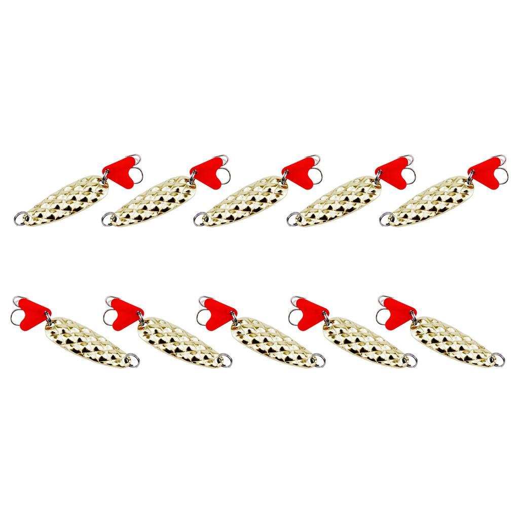 10pcs Spoons Hard Fishing Lures Treble Hooks Salmon Bass Metal Fishing Lure Baits