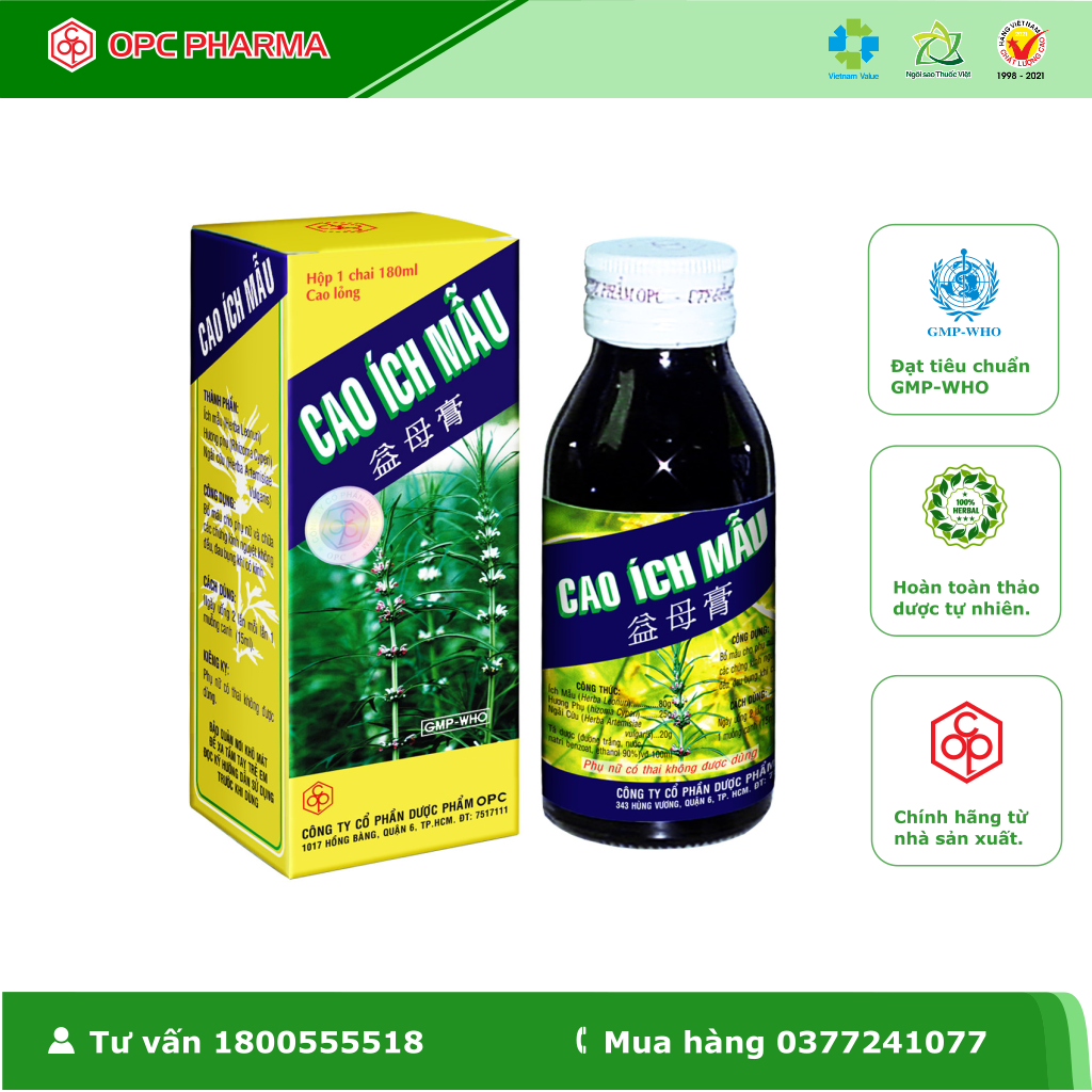 CAO ÍCH MẪU OPC (Chai 100ml-180ml) - Giúp điều hòa kinh nguyệt, rối loạn kinh nguyệt, giảm đau bụng kinh -Hàng chính hãng OPC