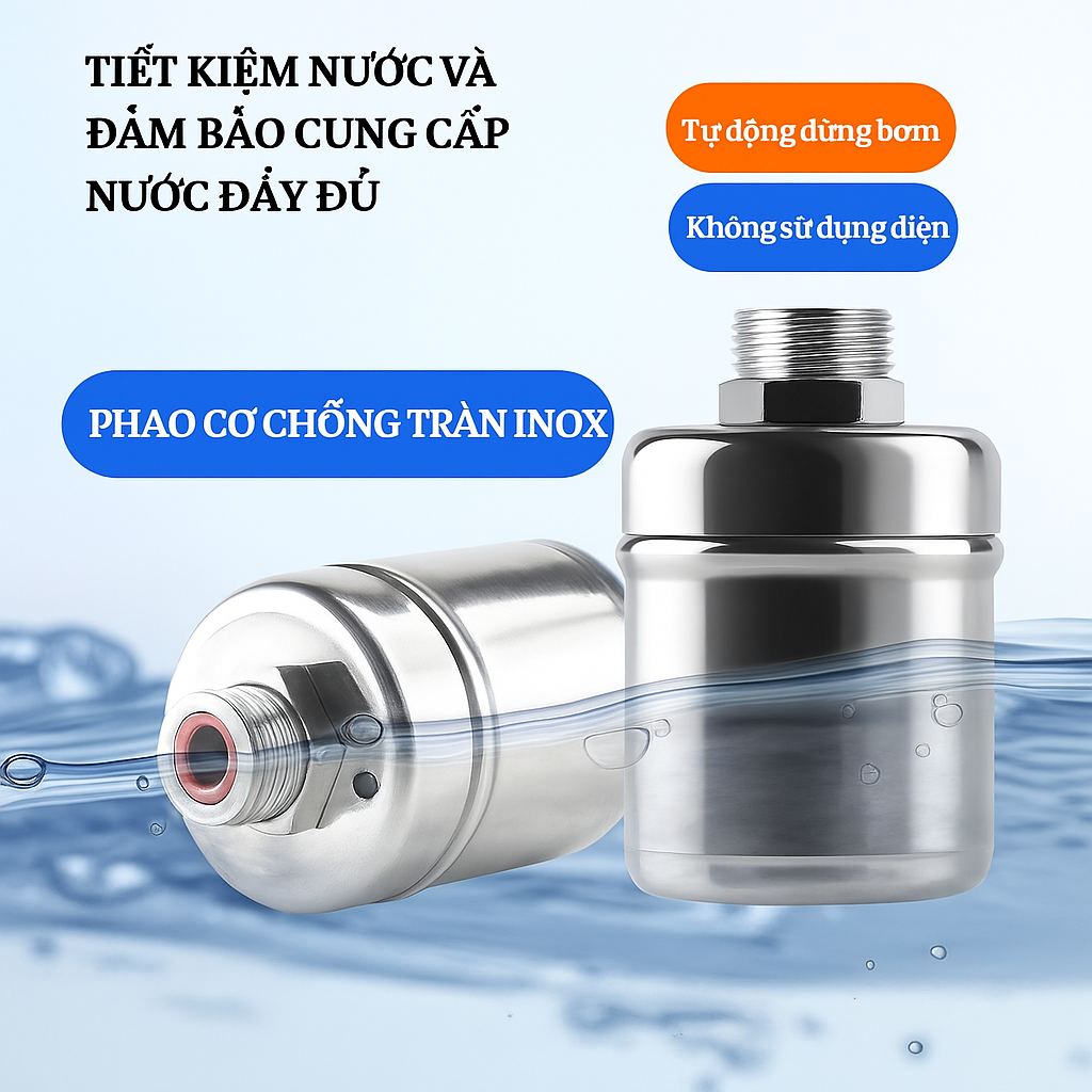 Phao Cơ Chống Tràn Inox 304 Tự Động Ngắt Nước – Không Rò Rỉ, Không Gỉ Sét, Tuổi Thọ Trên 10 Năm