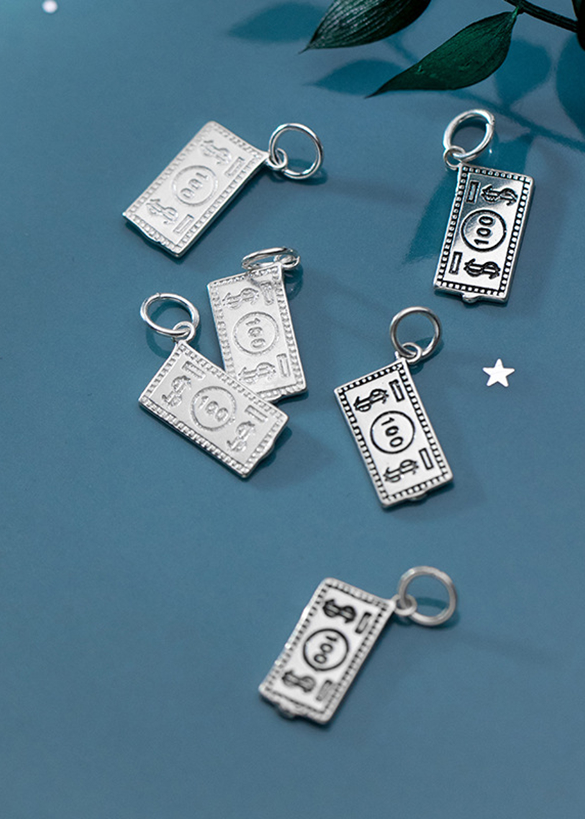 Charm bạc tiền giấy 100 đô la treo - Ngọc Quý Gemstones