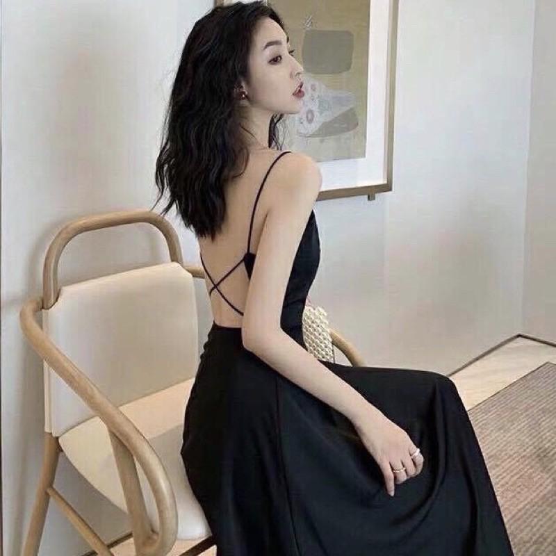 ĐẦM MAXI 2 DÂY ĐAN CHÉO LƯNG 2 MÀU