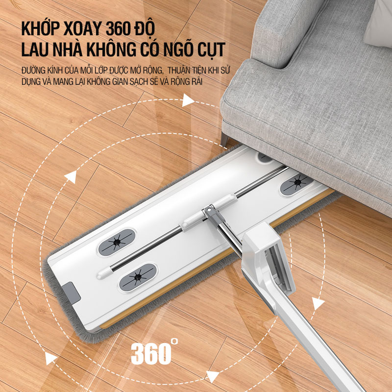 Cây Lau Nhà Tự Vắt KITIMOP MONSTER 45CM - Chổi Lau Nhà Tự Vắt Thông Minh Xoay 360 Độ, Lau Sàn Làm Sạch
