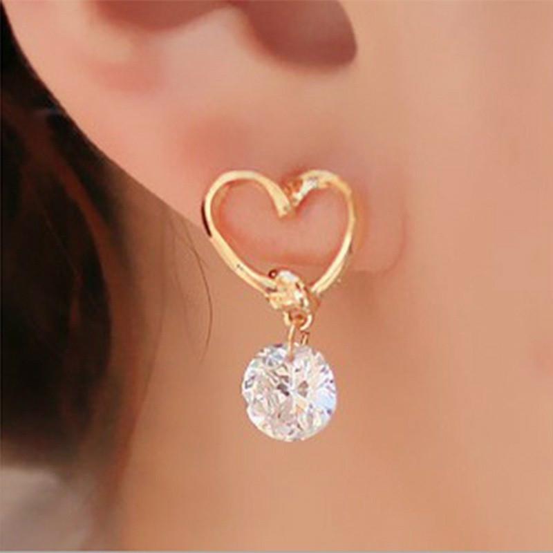 Đôi Hoa Tai Đính Đá Lấp Lánh Phong Cách Hàn Quốc Cho Nữ