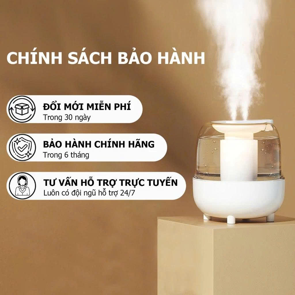 Máy Phun Sương Tạo Ẩm K16 3.5L Có Đèn UV Khử Khuẩn, Đèn Ngủ LED Hiển Thị Độ Ẩm, Máy Tạo Ẩm Không Khí Mini - HÀNG CHÍNH HÃNG MINIIN