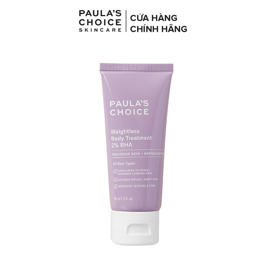 Kem Dưỡng Thể Ngăn Ngừa Viêm Lỗ Chân Lông Weightless Body Treatment 2% BHA 60mL Paula's Choice