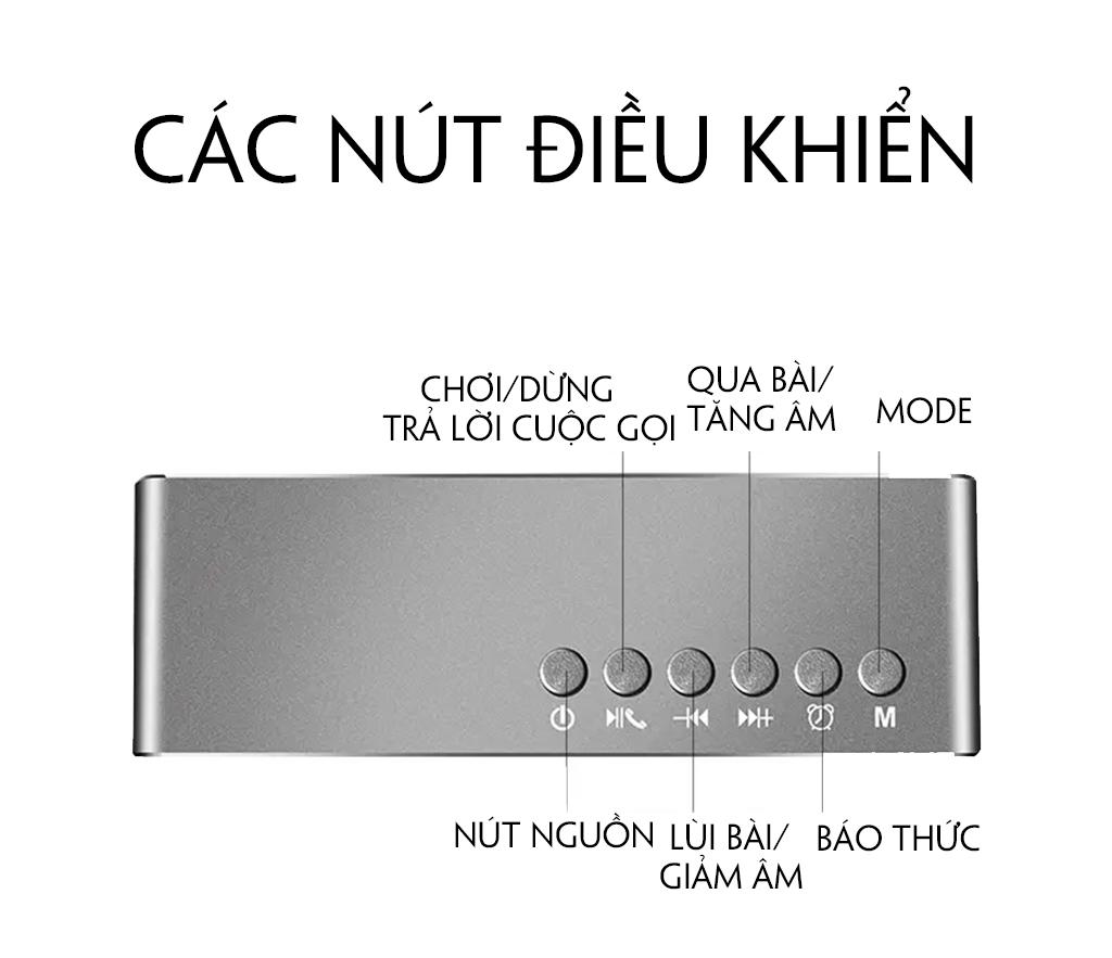 Loa Bluetooth Kiêm Gương Đồng Hồ Báo Thức VINETTEAM Loa Di Động Không Dây Máy Tính Điện Thoại Hộ Gia Đình Bass Mini Khối Lượng Cao - Hàng Nhập Khẩu