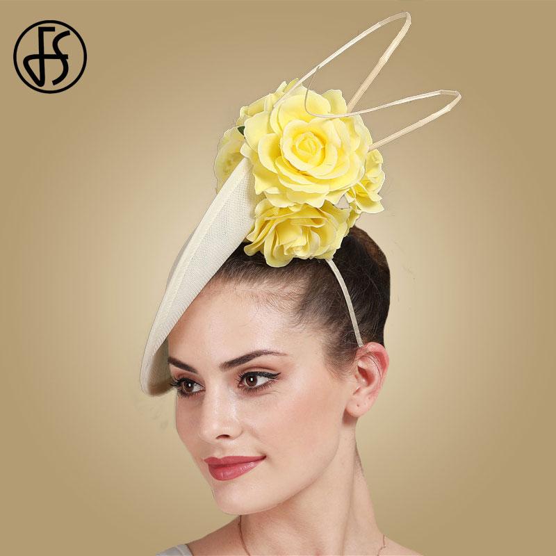Màu Be Trắng Kentucky Lớn Fascinators Cho Đám Cưới Tóc Cocktail Giáo Hội Nón Nữ Fedora Nữ Lạ Mắt Hoa Mũ Đợi Đầu Đa Năng