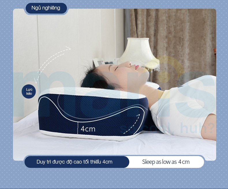 Gối Ngủ Ngon Memory Foam Cao Cấp Maris Mr-709, Chống Đau Mỏi Vai Gáy, Đau Đốt Sống Cổ