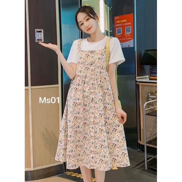 Váy bầu chất lụa hàn cao cấpthiết kế sang chảnh mặc đi làm đi chơi đều đượcFree size 43~68kg