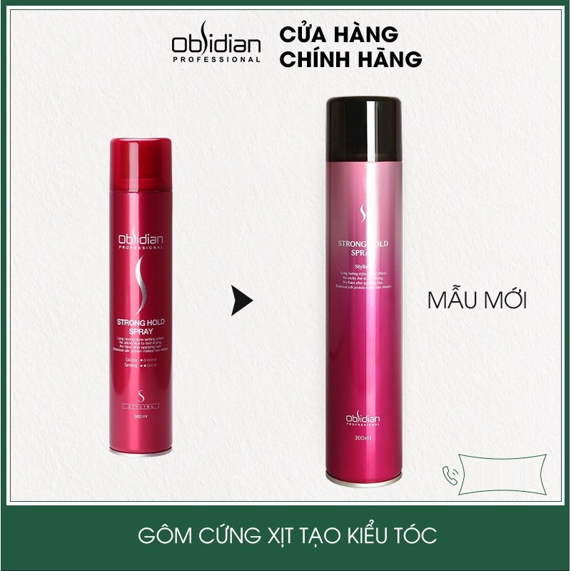 Gôm xịt tóc cứng Obsidian Strong Hold Spray Hàn Quốc 300ml