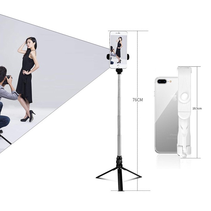 Gậy Chụp Ảnh Tự Sướng XT10 Selfie Kèm 3 Chân Đứng Tripod Kết Nối Bluetooth