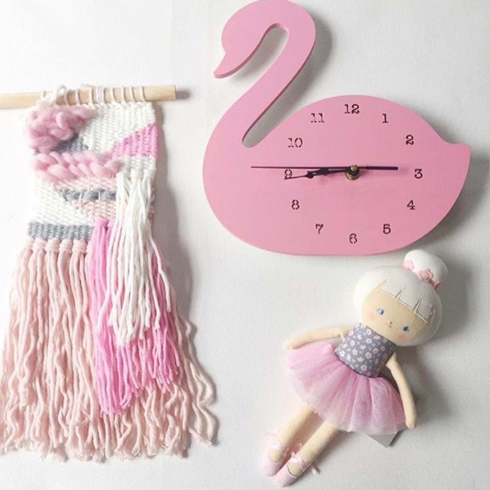 Swan Wall Clock Silent Animal Decorative Clock for Kids Room Bedroom