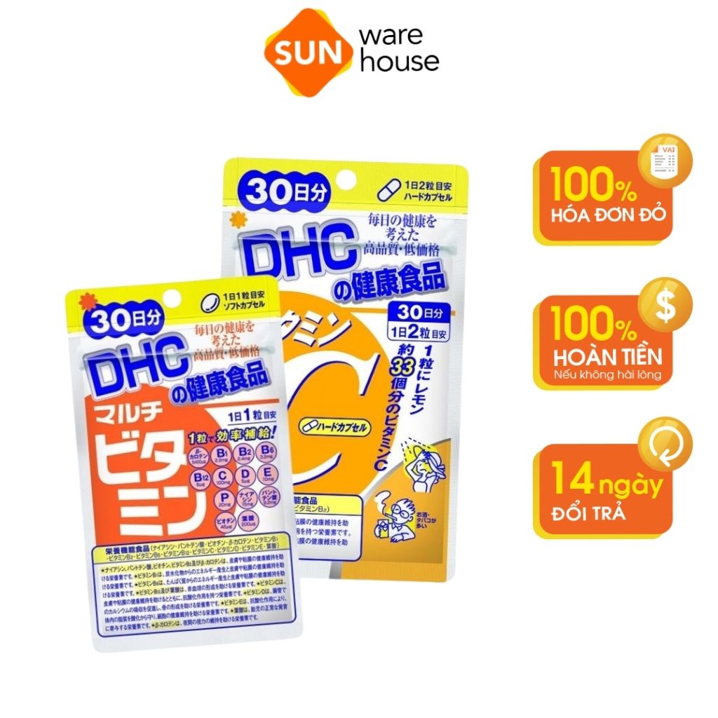 Combo Viên Uống DHC Vitamin C Và Multi Vitamins Cung Cấp Dưỡng Chất, Hỗ Trợ Sức Khỏe - 30 Ngày