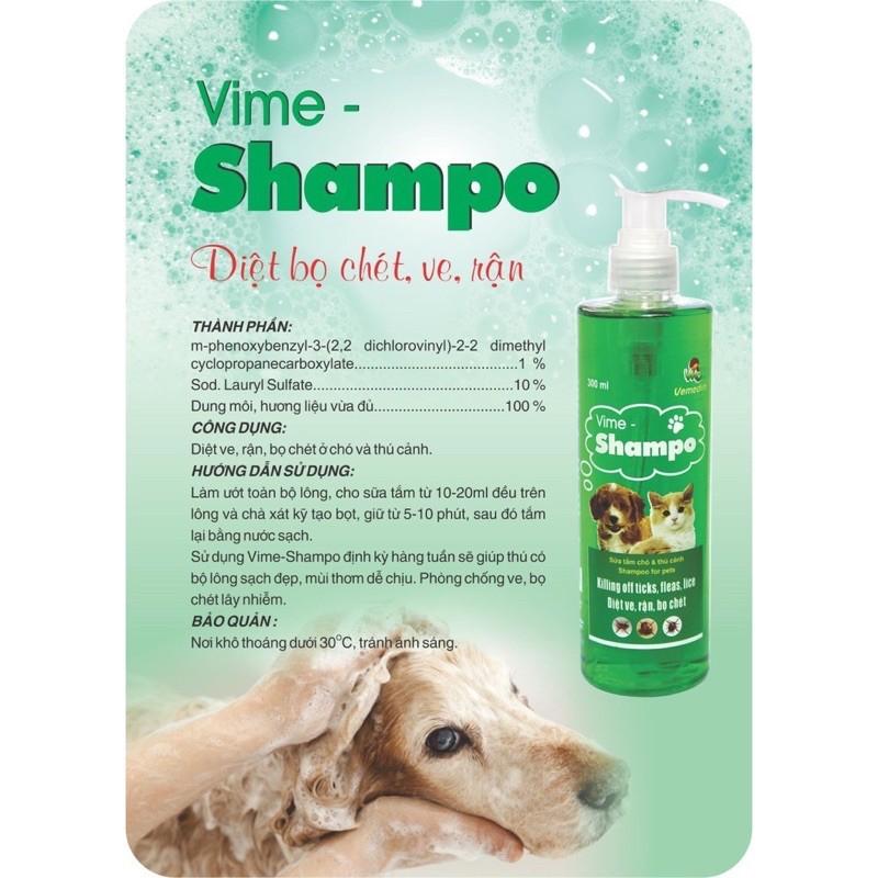 Sữa tắm Vime-Shampo Diệt Ve, Rận, Bọ Chét cho cho mèo 300ml Vemedim