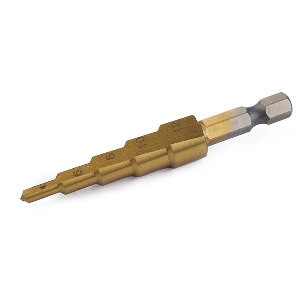 3pcs Step Titanium Cone Drill Hole Cutter Bit Set Tool Triangular Shank Set
