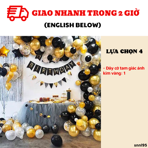 Bộ dây bong bóng trang trí sinh nhật màu đen vàng snnl95