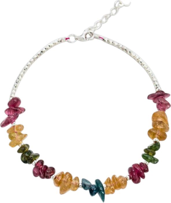 Vòng Bạc Mix Đá Tourmaline Đa Sắc Ngọc Quý Gemstones VT137