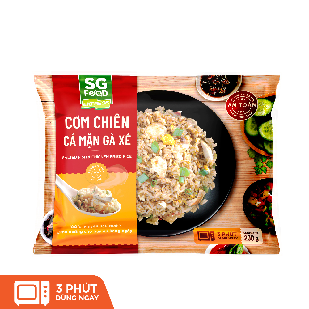 Combo 5 Gói Cơm Chiên Đủ Vị (Dương Châu, Hải Sản, Cá Mặn Gà Xé, Kim Chi, Gạo Lứt Chay) 200g