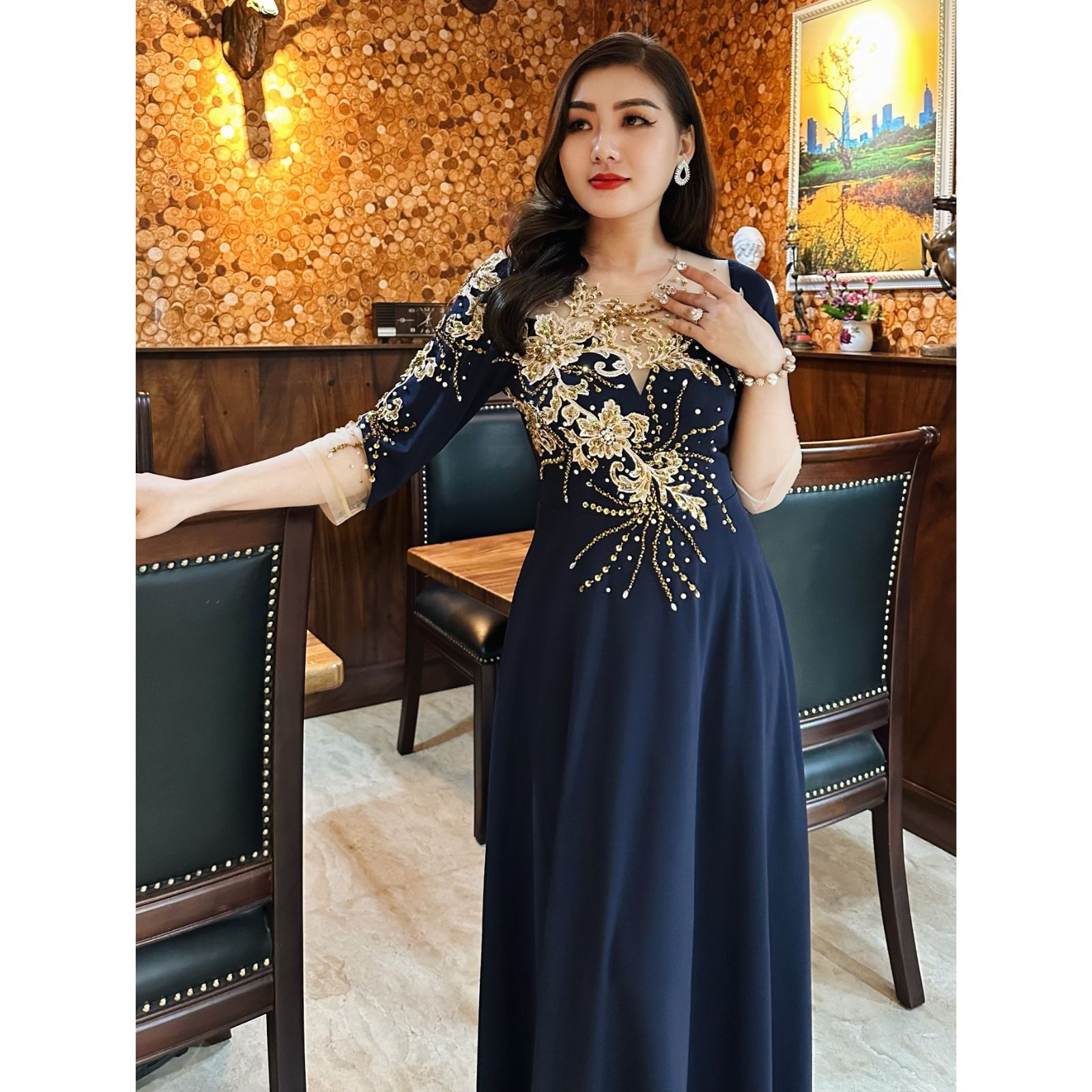 Đầm Dạ Hội Thiết Kế Dáng Xòe Kết Hoa Sang Trọng Cao Cấp Kelly Dress