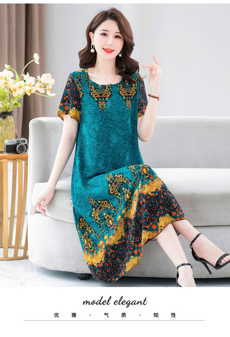 Đầm Lụa Cotton Nguyên Chất Trung Niên Mềm Mát Mùa Hè VH83 - Hàng Quảng Châu Cao Cấp