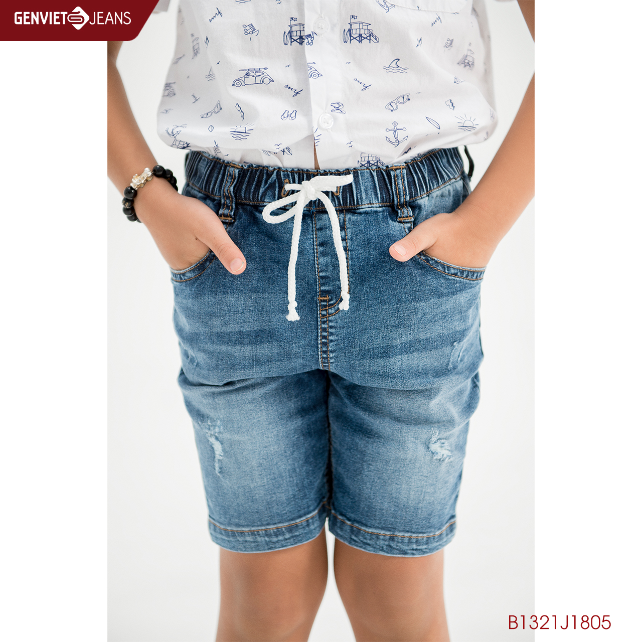 Quần Ngố Kids Cạp Chun Phối Xước B1321J1805  GENKIDS