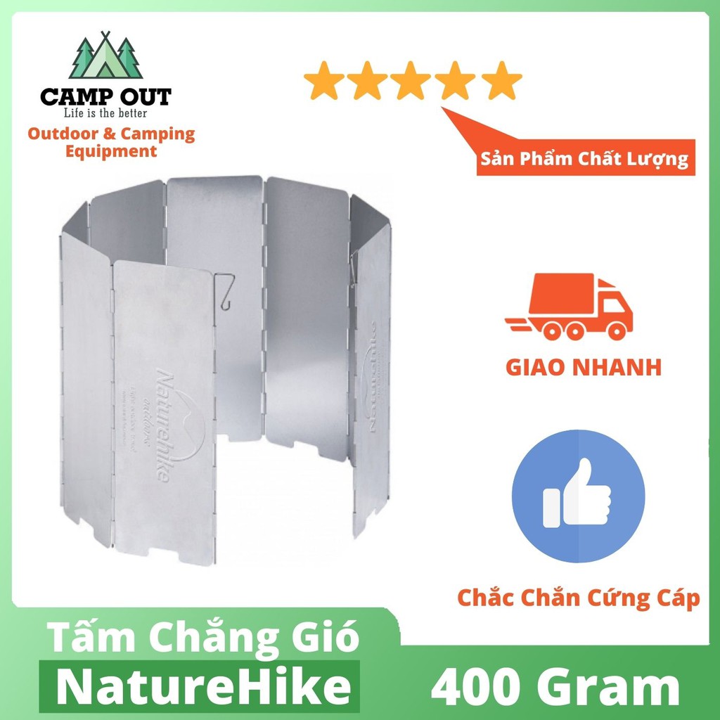 Đồ cắm trại Tấm chắn gió bếp Naturehike du lịch dã ngoại không gỉ sét xếp gấp gọn A125