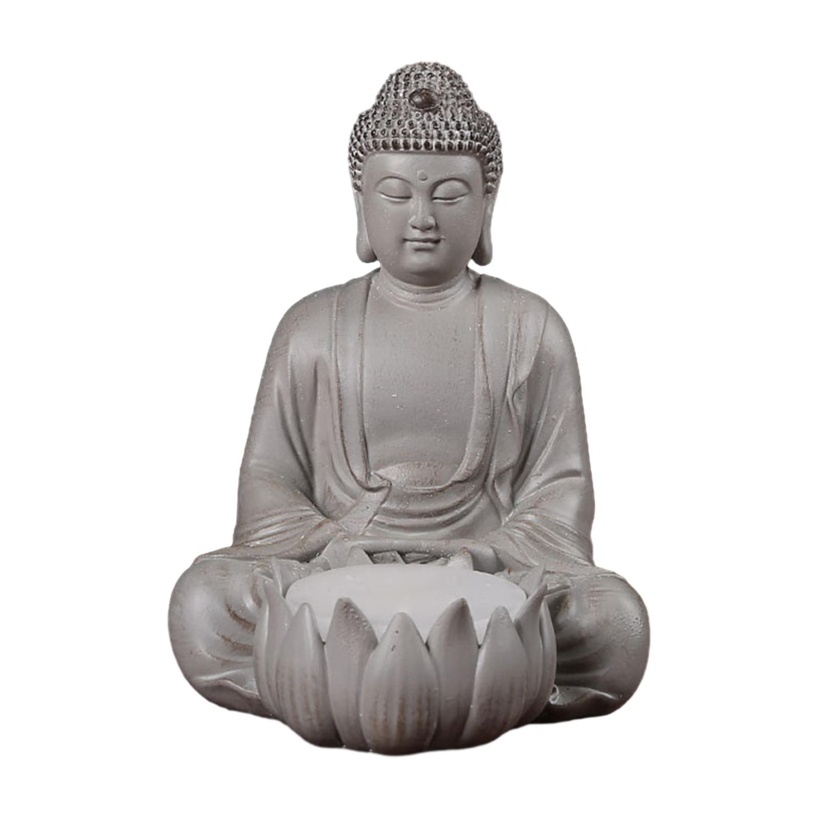 Lotus Buddha Statue Candle Holder Candlestick Home Decor Table Decoration Portable Chinese Figure Sculpture Ornament