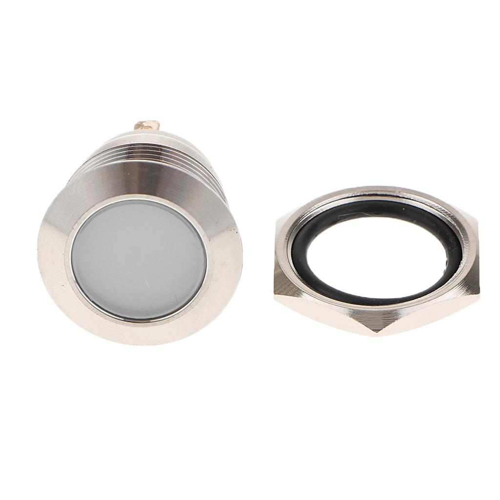 3xCar Motorcycle DC12V 19mm Dash Panel Indicator Light with Wrie Leads  White