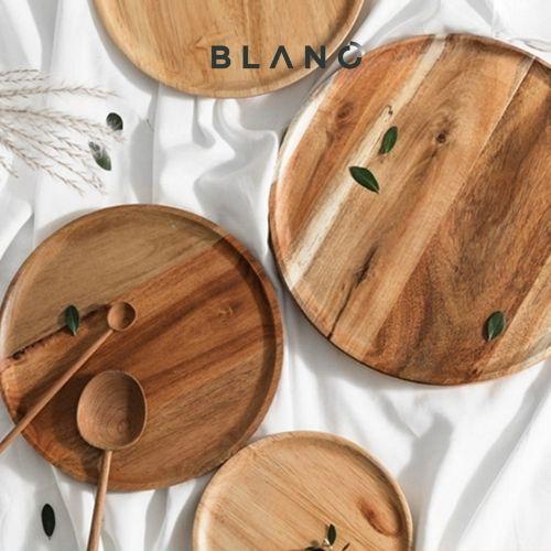 Khay Gỗ Hình Tròn Đựng Trái Cây Cao Cấp Trang Trí Decor Snack BLANC' 3 Size