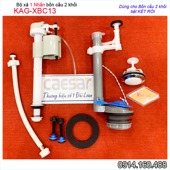 Xả bàn cầu 1 nhấn KAG-XBC13, bộ ruột két nước 2 khối CT1325-CT1338 xả nhấn êm siêu bền hiệu suất sử dụng tốt