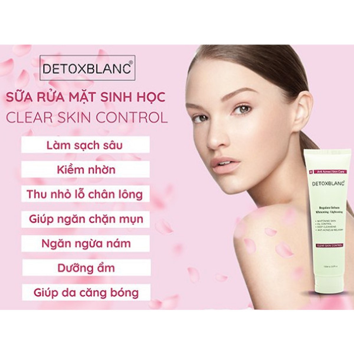 Sửa Rửa Mặt Chăm Sóc Da Mụn Nhạy Cảm Detox BlanC Clear Skin Control (mẫu mới)