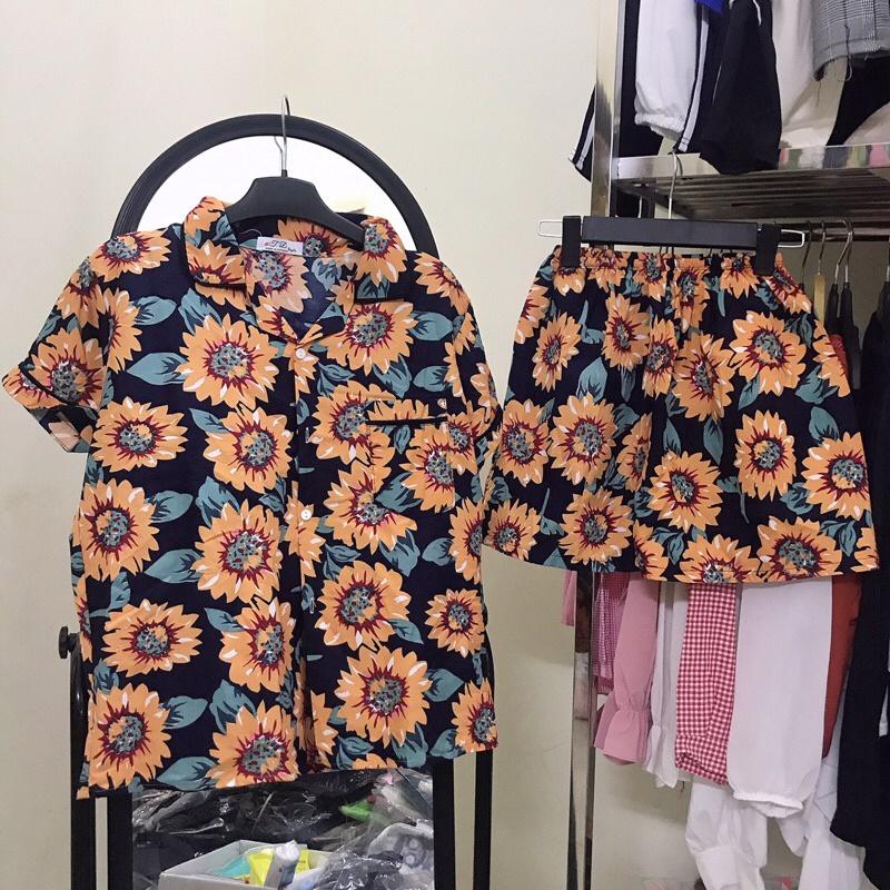 Bộ pijama hoa quả cộc đi biển, mặc nhà bo viền đẹp