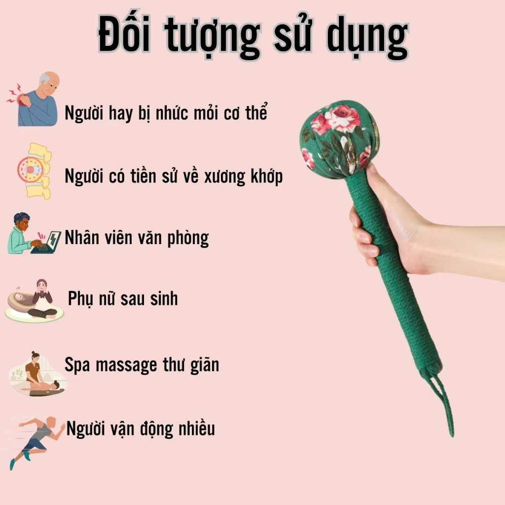 Búa Ngải Cứu Thảo Dược Massage – Gậy Đấm Lưng Cổ Vai Gáy, Thư Giãn Cơ Thể - HÀNG CHÍNH HÃNG MINIIN