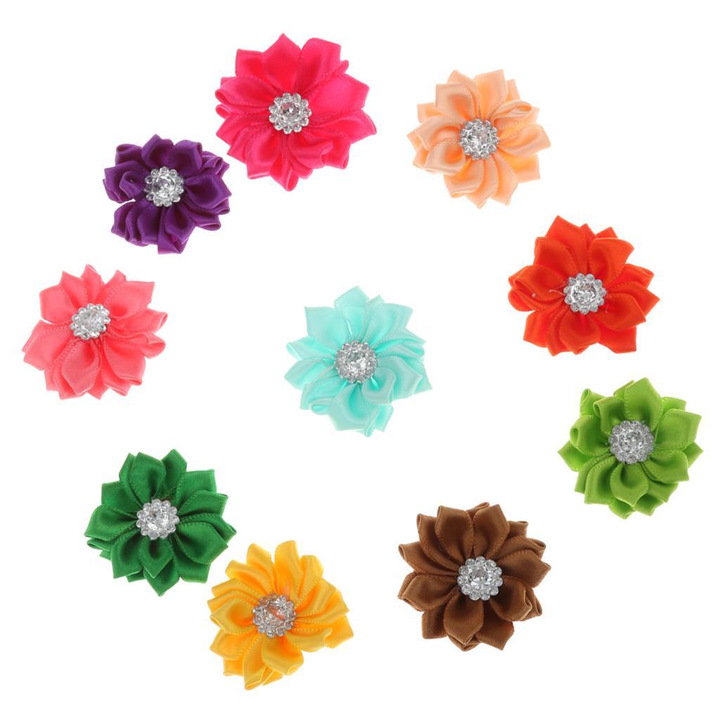 10pcs Satin Ribbon Flower Craft DIY Accessory Wedding Appliques Multi-color