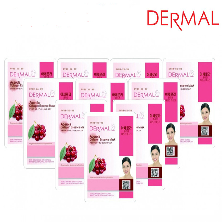 Mặt Nạ Dermal Tinh Chất Sơri Ngăn Ngừa Lão Hóa Da Acerola Collagen Essence Mask 23g - 10 Miếng