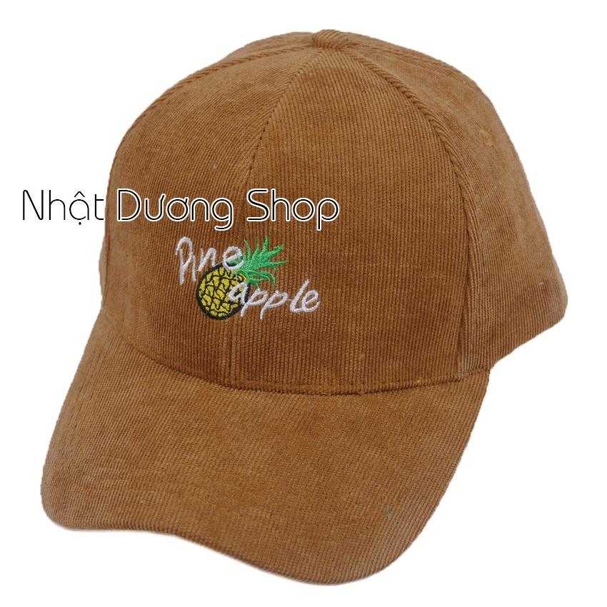 Nón kết vải nhung Pine Apple - Quả thơm - Chất liệu vải Nhung cao cấp tạo nên sự thoải mái và phong cách cho người đội