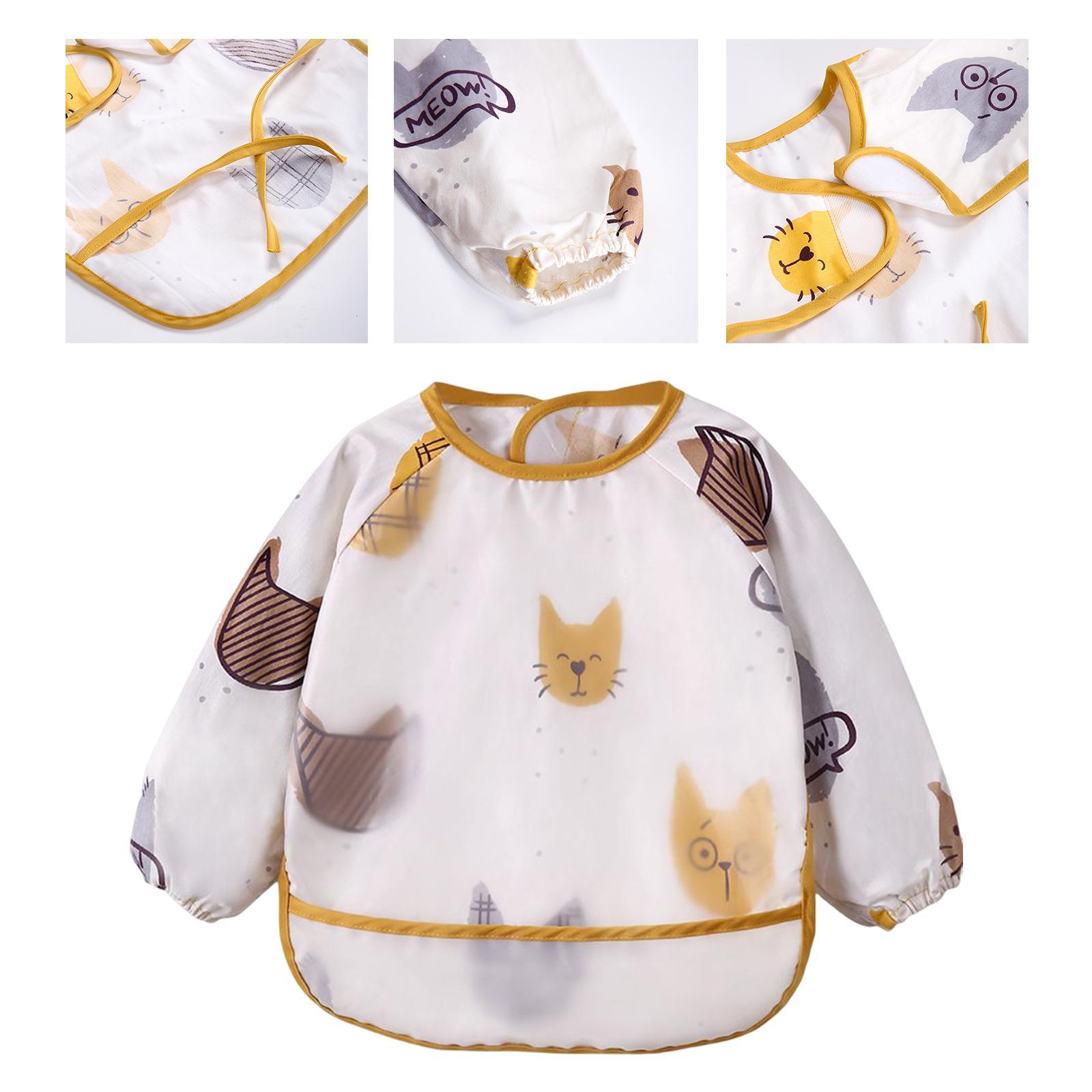 Waterproof Baby Bibs Infant Feeding Smock Sleeved Bib Comfortable Reusable Toddler for Baby Toddler Eating Feeding Weaning