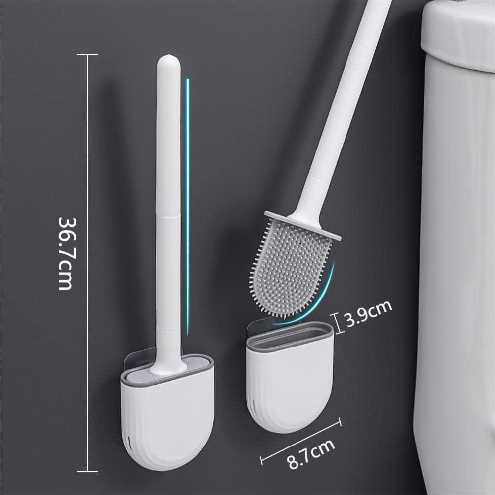 Bàn chải nhà vệ sinh silicon phẳng, bàn chải WC WC, phòng tắm bằng tay dài với bàn chải phòng tắm khô nhanh, bàn chải nhà vệ sinh và hỗ trợ chống rơi